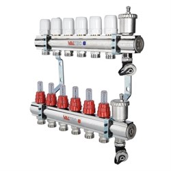 Аксессуар для водяного пола VALTEC 1 х7 вых. Евроконус 3/4  с расходомерами в сборе M197520 - фото 2689015