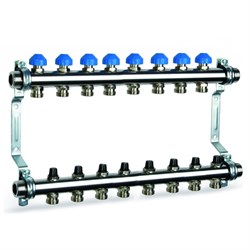 Коллектор Watts HKV 2010-VA 1 х3/4 , 8вых., c клапанами, сталь нерж., (компл) 10012361 - фото 4496796