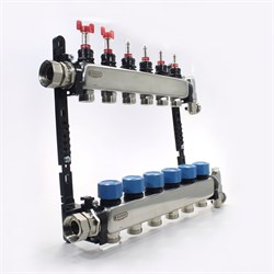 Коллектор Henco UFH-MDSS 1 х3/4 , 6вых., c клапанами, с расходомерами, сталь нерж., (компл), в сборе UFH-0605MDSS06 - фото 4496850
