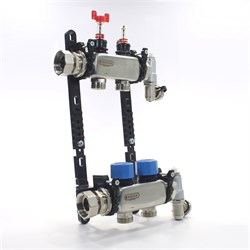 Коллектор Henco UFH-MDSS 1 х3/4 , 2вых., c клапанами, с расходомерами, сталь нерж., (компл), в сборе UFH-0605MDSS02 - фото 4496899