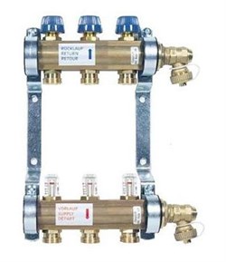 Коллектор Watts HKV-T 1 х3/4 , 3вых., c клапанами, с расходомерами, латунь, (компл), в сборе 10004196 - фото 4497147