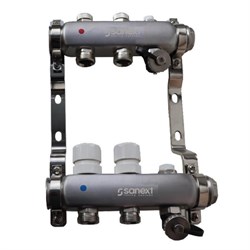 Коллектор Sanext 1 х3/4 , 2вых., c вентилями, сталь нерж., белый, в сборе 8592 - фото 4497295