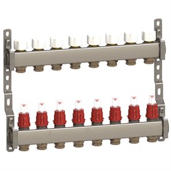 Коллектор General Fittings CX 1 х3/4 , 8вых., c клапанами, с расходомерами, сталь нерж. RBR91612400800 - фото 4497354