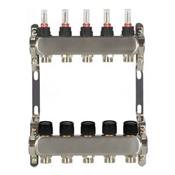 Коллектор WAAG 589 1 х3/4 , 11вых., c клапанами, с расходомерами, сталь нерж. WG.589.0611 - фото 4497355