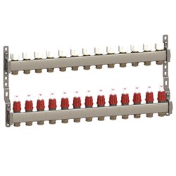 Коллектор General Fittings CX 1 х3/4 , 13вых., c клапанами, с расходомерами, сталь нерж. RBR91612401300 - фото 4497373