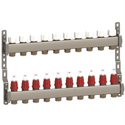 Коллектор General Fittings CX 1 х3/4 , 10вых., c клапанами, с расходомерами, сталь нерж. RBR91612401000 - фото 4497383