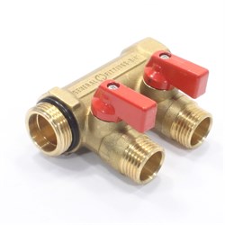 Коллектор General Fittings 6200 3/4 х1/2 , 2вых., c шаровыми кранами, латунь никелир. 6200R6H0504R2A - фото 4497479