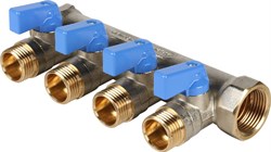 Коллектор General Fittings 6200 3/4 х1/2 , 4вых., c шаровыми кранами, латунь никелир. 620056N0504B4A - фото 4497625