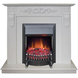 Электрический камин с эффектом живого огня Real-Flame Dominica STD/EUG WT с очагом Fobos s Lux BL/BR, Majestic s Lux BL/BR M66246 - фото 4741299