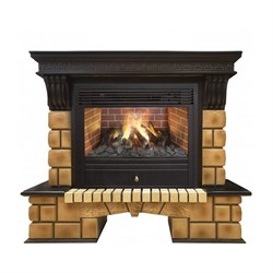 Комплект электрокаминов с искусственным камнем Real-Flame Stone Brick 26 с очагом 3D Novara M52763 - фото 4743097