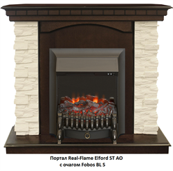 Комплект электрокаминов с искусственным камнем Real-Flame Elford STD/EUG AO с очагами Fobos/Majestic M52178 - фото 4743134