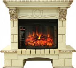 Комплект электрокаминов с искусственным камнем Royal Flame Pierre Luxe Шампань с очагом Dioramic 25 (Сл.кость с патиной) M51331 - фото 4743212