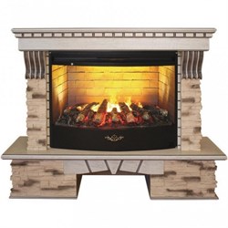 Комплект электрокаминов с искусственным камнем Real-Flame Sorento 33 WT с очагом 3D Firestar 33 M68295 - фото 4743386