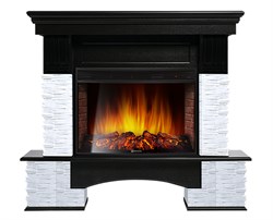 Комплект электрокаминов с искусственным камнем Electrolux EFP/P-3320RLS с порталом Firelight Pietra Nuovo 30 камень сланец белый, шпон темный дуб M207427 - фото 4743515