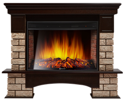 Комплект электрокаминов с искусственным камнем Electrolux EFP/P-3320RLS с порталом Firelight Forte Wood 30 камень тем., шпон венге M227523 - фото 4743532
