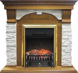 Комплект электрокаминов с искусственным камнем Royal Flame Dublin арочный сланец белый с очагом Fobos (Дуб) M51344 - фото 4743780