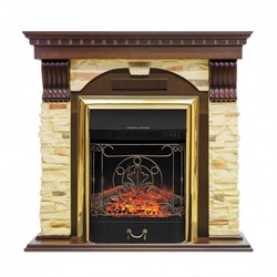 Комплект электрокаминов с искусственным камнем Royal Flame Dublin арочный сланец с очагом Majestic Black/Brass (Темный дуб) M51339 - фото 4744093