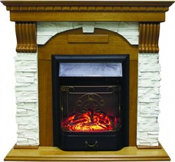 Комплект электрокаминов с искусственным камнем Royal Flame Dublin арочный сланец белый с очагом Majestic (Дуб) M51345 - фото 4744420