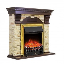 Комплект электрокаминов с искусственным камнем Royal Flame Dublin арочный сланец с очагом Fobos (Темный дуб) M51338 - фото 4744513