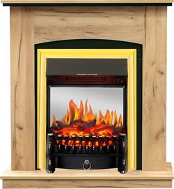 Пристенный электрокамин Royal Flame Barcelona дуб золотой с очагом Fobos FX M Brass/Black M217879 - фото 4744820