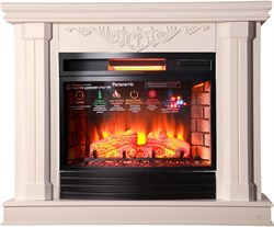Пристенный электрокамин InterFlame Джениус (бежевый с золотой патиной)) с очагом Panoramic 25 LED FX QZ M237378 - фото 4746338