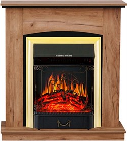 Пристенный электрокамин Royal Flame Barcelona дуб табачный с очагом Majestic FX Brass/Black M217887 - фото 4747949