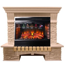Пристенный электрокамин InterFlame Экстер Сланец (бежевый) с очагом Panoramic 25 LED FX M232099 - фото 4748078