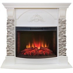 Угловой электрокамин с эффектом живого огня и звуком Real-Flame Athena Corner GR STD/EUG/24 WT с очагом Evrika 25,5 LED M67359 - фото 4748310