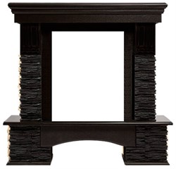 Классический портал для камина Firelight Pietra Nuovo Classic камень сланец чёрный, шпон венге M231360 - фото 4759091