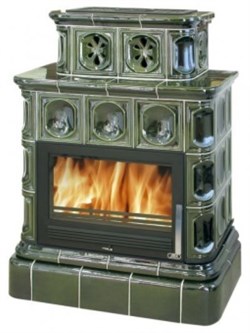 Дровяная печь ABX Karelie кафельный цоколь, зеленая M18170 - фото 4766264