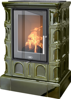 Дровяная печь ABX Britania EXclusive кафельный цоколь, зеленая M213826 - фото 4766413