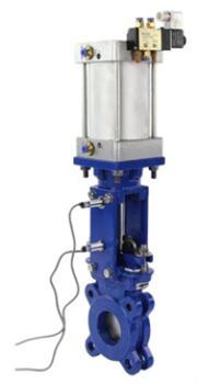 Задвижка шиберная ножевая DN GVKR3431M-1W-Fb-2P Ду125 Ру10 односторонняя, межфланцевая, клин - однодисковый, шпиндель - выдвижной, корпус - сталь, уплотнение - металл, с пневмоприводом, пневмораспределителем 4V210-08 220В D040-07441 - фото 5364508