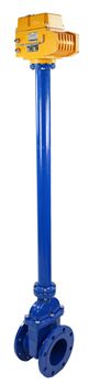 Задвижка клиновая 30ч939р DN GVWN1414E-2W-F Ду150 Ру16 фланцевая, с обрезиненным клиномс ISO-фланцем и круглым штоком, цвет - синий, с колонкой управления F10 (ОСТ тип А, Б) L=1500 и электроприводом DN MT-N-020Z-O1-220VAC-У1 220В D040-08059 - фото 5365177