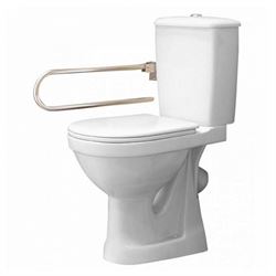 Унитаз компакт ОСКОЛЬСКАЯ КЕРАМИКА персона Комфорт с откидным нерж. поручнем, подвод воды нижний, косой выпуск, 42301120006 T0062335 - фото 5432984