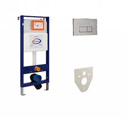 Инсталляция для унитаза AQUANIKA BASIC SLIM клавиша, крепеж, шумоизоляция /113х51х10/ (хром), 10.702.510.021.81 T0042850 - фото 5437851