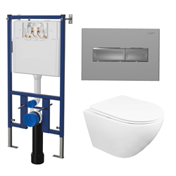 Комплект унитаз с инсталляцией Loranto с кнопкой Line хром матовая + Fatto с сиденьем микролифт, 4501+7321+AZ-1049WS T0062189 - фото 5439116