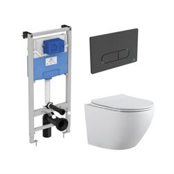 Комплект унитаз с инсталляцией Aquanet Rimless Cetus 2.0 с инсталляцией PROSYS Ideal Standard, клавиша черная, 00323467 T00323467 - фото 5439590