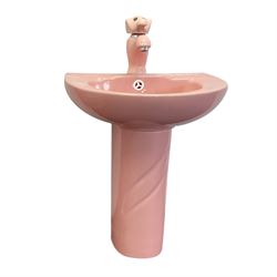 Раковина с пьедесталом COMFORTY комплект детский розовый: раковина 0991P с донным клапаном DK-02P + пьедестал P0991P + смеситель 01P, 00-00008370 T0047750 - фото 5442298