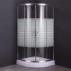 Душевой уголок COMFORTY 34S прозрачное стекло с рисунком полосы, с поддоном, 900*900*1950 T0050161 - фото 5444690