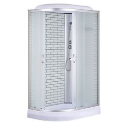 Душевая кабина Loranto 120*80*215 в комплекте с низким поддоном 13см. белый кирпичный узор, матовое стекло 4мм. Профиль хром, CS-66120-13R FW 120 T0062251 - фото 5445731