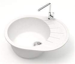 Мойка из искусственного камня AZARIO Light белая (сифон + герметик) 575х440х215, CS00079917 T0061262 - фото 5451464