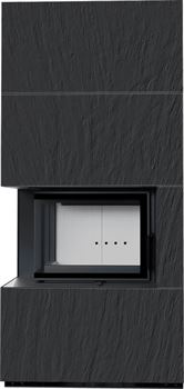 Готовый дровяной каминокомплект Kratki FLOKI PRO NATURALI ARDESIA NERO A SPACCO, угловое стекло слева M243091 - фото 5562274