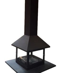 Готовый дровяной каминокомплект TRAFORART VULCANO CENTRAL со стеклом полка керамика черная M206828 - фото 5562342