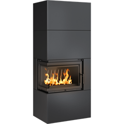 Готовый дровяной каминокомплект Kratki SIMPLE Box черный с топкой BS, левый угол M130515 - фото 5562474