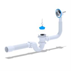 Сифон для ванны Ани Пласт с выпуском и переливом 1 1/2  с гибкой трубой 40*50, E155 T0032445 - фото 6094263