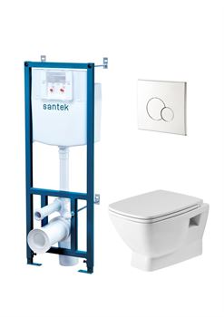 Комплект унитаз с инсталляцией Santek Нео Пэк rimless хром 1WH501572 T0052235 - фото 6101445