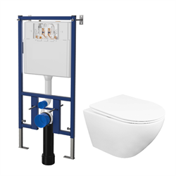 Комплект унитаз с инсталляцией Loranto безободковый c сиденьем микролифт дюропласт Fatto 480*360*350 мм, 4501+ AZ-1049WS T0062195 - фото 6102450