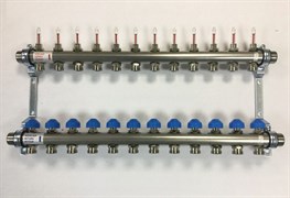 Коллектор Watts HKV 2013A-VA 1 х3/4 , 12вых., c клапанами, с расходомерами, сталь нерж., (компл) 10070010