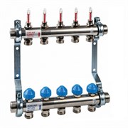 Коллектор Watts HKV 2013A-VA 1 х3/4 , 5вых., c клапанами, с расходомерами, сталь нерж., (компл) 10070003