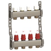 Коллектор General Fittings CX 1 х3/4 , 4вых., c клапанами, с расходомерами, сталь нерж., (компл) RBR91612400400